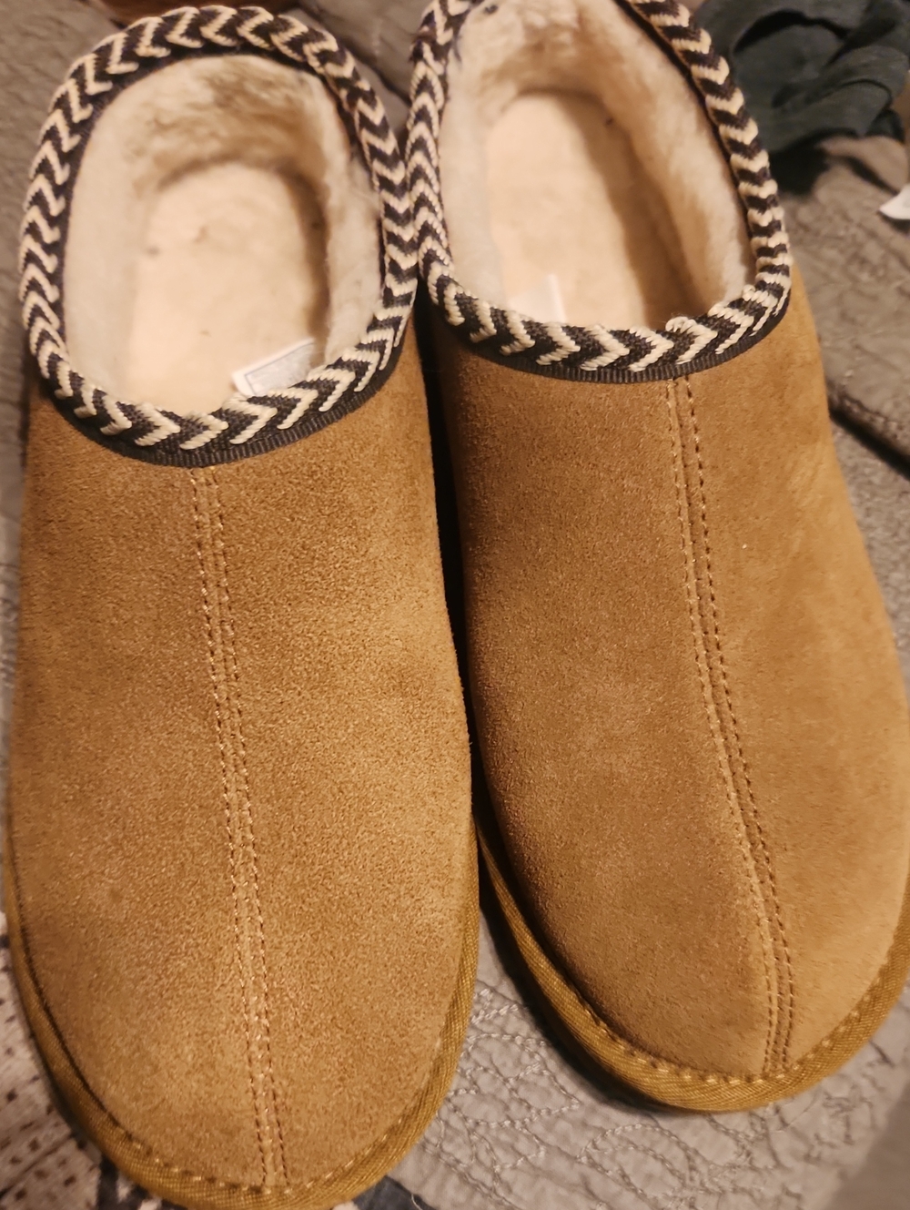 Bearpaw Suede Sheepskin Lined Mules | Chestnut | Mens 8.5